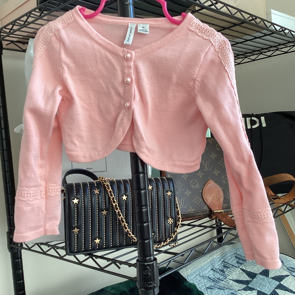 Janie and Jack pink cropped cardigan